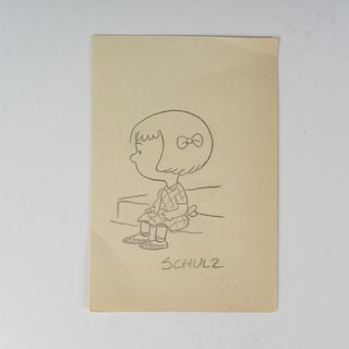 Charles Schulz (attr.) Color Drawing on Paper, Patty, Signed