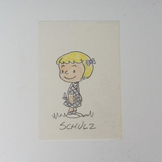 Charles Schulz (attr.) Color Drawing on Paper, Patty, Signed