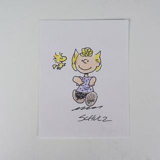 Charles Schulz (attr.) Ink & Crayon Drawing on Paper, Signed