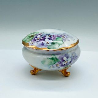 Vintage Porcelain Floral Dresser Box with Cover