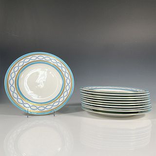 11pc Minton Porcelain Dinner Plates, Antoinette Aqua