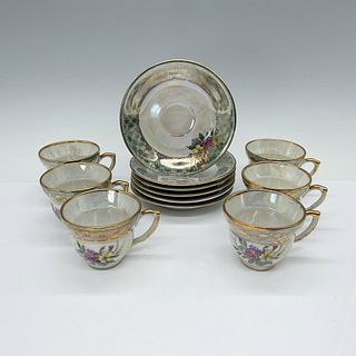 12pc Vintage Istanbul Porselen Teacups & Saucers Set