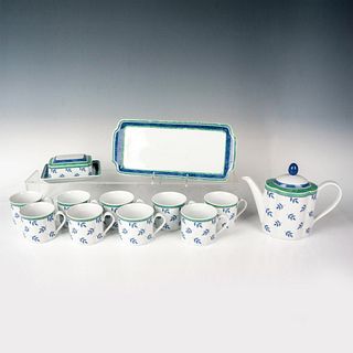14pc Villeroy and Boch Teapot, Teacups, and Serving Trays