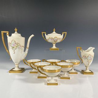 9pc Belleek Porcelain Floral Coffee Service Set
