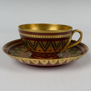 2pc Antique M. S. Kuznetsov Porcelain Cup and Saucer Set