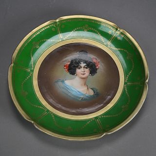 Antique Austrian Vienna Imperial PSL Porcelain Portrait Plate C1920