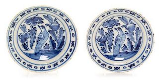 A Pair of Delft Bowls Diameter of largest 9 inches.