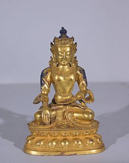 Antique Gilt Bronze Amitabbha Statue