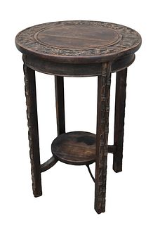 Chinese Carved Hardwood Round Table
