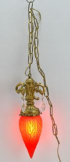 VINTAGE RED GLASS HANGING LAMP