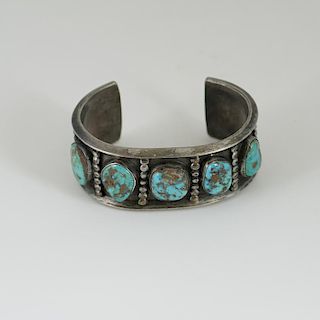 Navajo Silver and Turquoise Cuff