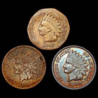 [3] Indian Head Cents [1865, 1869, 1890] HIGH GRAD