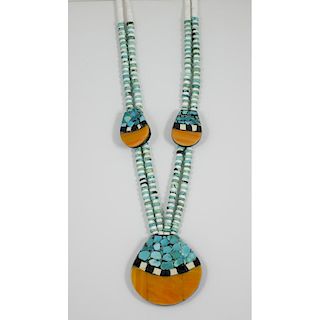 Kewa Double Stranded "Depression Era" Necklace, Exhibited: Thunderbird Jewelry of Santo Domingo Pueblo (5/15/2011 - 4/29/2012