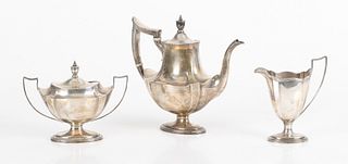 A Three Piece Sterling Silver Tea Set 