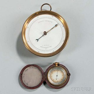 Brass-cased Aneroid Barometer by E. Kendall and a Pocket Barometer by George Rossiter
