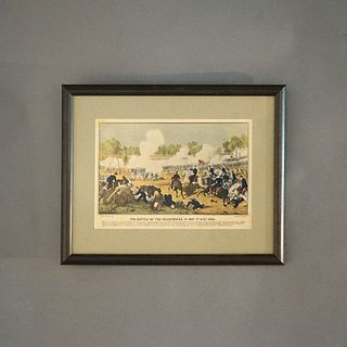 Antique Currier & Ives Lithograph “The Battle Of The Wilderness” Dated 1864