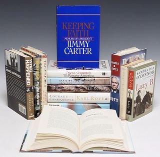 (13) AUTOGRAPHED POLITICAL BOOKS, ONE JIMMY CARTER