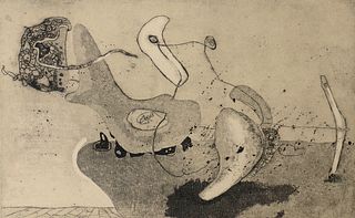 KELLY FEARING (1918-2011) INTAGLIO PRINT 'FLOATING ABOVE' 1946