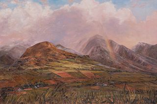 Joyce Brown Clark (American, 1916-2011) 'Mountain Sunset' Oil on Canvas
