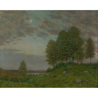 William A. Coffin (American, 1855-1925) 'Early Moonrise' Oil on Canvas