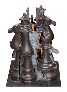 Fernandez Arman (French, 1928-2005) 'Gambit' Bronze Sculpture