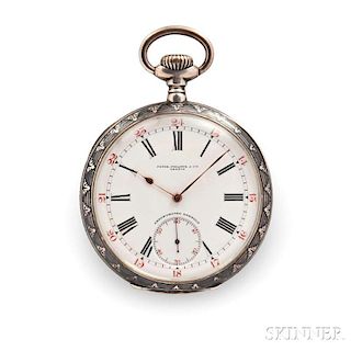 Patek Philippe Niello Silver Chronometro Gondolo Open-face Watch