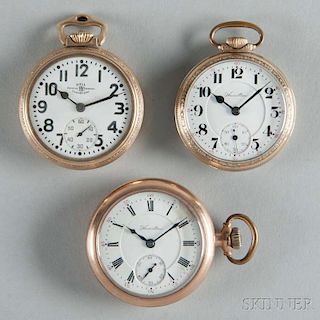 Ball RR Standard and Two Hamilton Open-face Watches