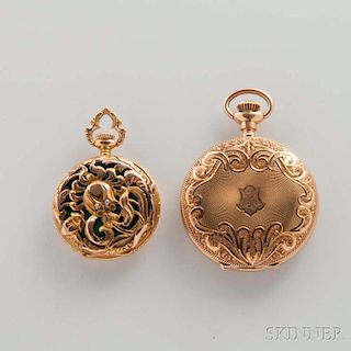 Two 14kt Gold Lady's Pocket Watches