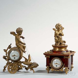 Two French Miniature Boudoir Clocks