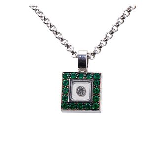 Chopard Happy Diamonds 18k Gold Emerald Pendant Necklace