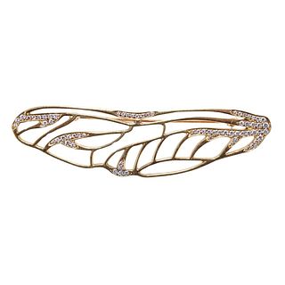 Tiffany & Co Angela Cummings 18k Gold Diamond Wing Brooch Pin