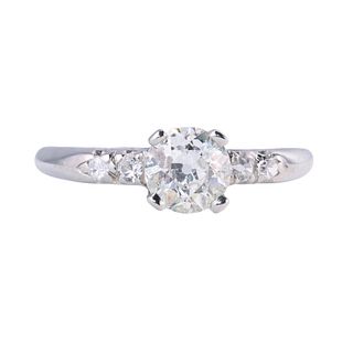 GIA 0.66ct OMC Diamond Engagement Platinum Ring