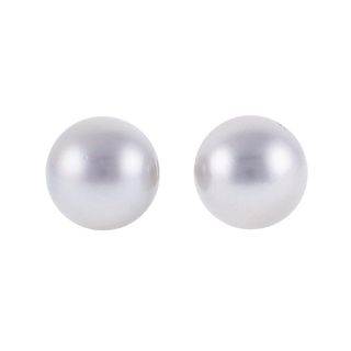 17mm South Sea Pearl Platinum Earrings