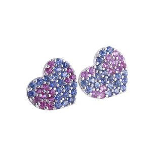 Roberto Coin Pink Blue Sapphire Gold Heart Earrings