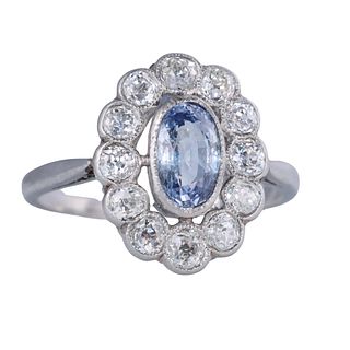 Belle Epoque Platinum Diamond Sapphire Cluster Ring