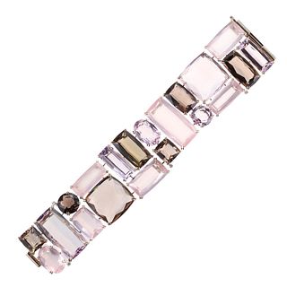 H. Stern Cobblestone 18k Gold Smokey Rose Quartz Diamond Bracelet