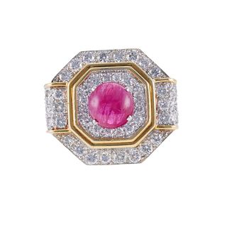 18k Gold 3.50ctw Diamond Ruby Cocktail Ring