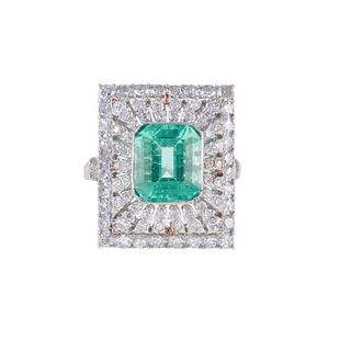 Buccellati Platinum Certified Colombian 2.18ct Emerald Diamond Ring
