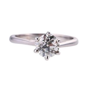 French 1950s GIA 1.09ct Diamond Engagement Gold Ring