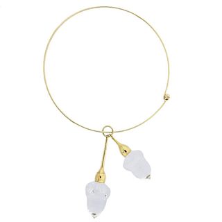 Steuben Glass 18k Gold Acorn Pendant Necklace