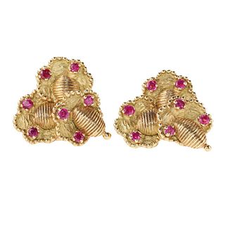 Tiffany & Co 18k Gold Ruby Earrings