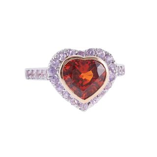Nardi 18k Gold Madeira Citrine Pink Sapphire Heart Ring