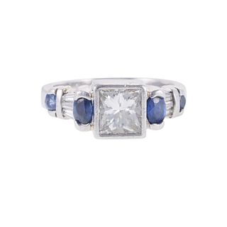 Platinum 1.50ct Diamond Sapphire Engagement Ring