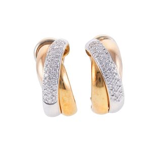 Italian 18k Gold Diamond Half Hoop Earrings