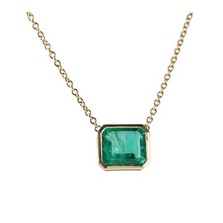 2.08ct Emerald 18k Gold Pendant Necklace