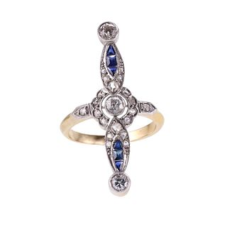 Belle Epoque Diamond Sapphire Platinum Gold Ring