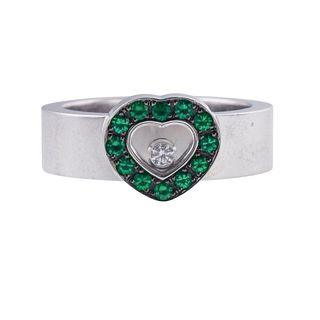 Chopard Happy Hearts 18k Gold Emerald Ring