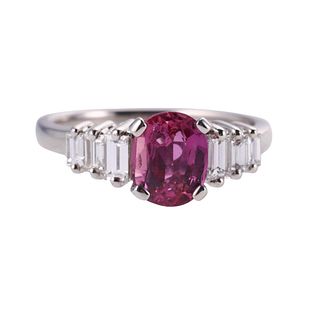1.88ct Pink Sapphire Diamond Platinum Ring