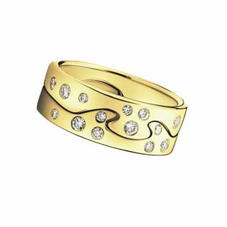 Georg Jensen Fusion Yellow Gold Diamond Puzzle Ring Set #1368 AA