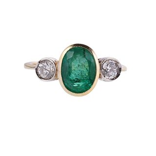 GIA 1.50ct Emerald Diamond 18k Gold Ring